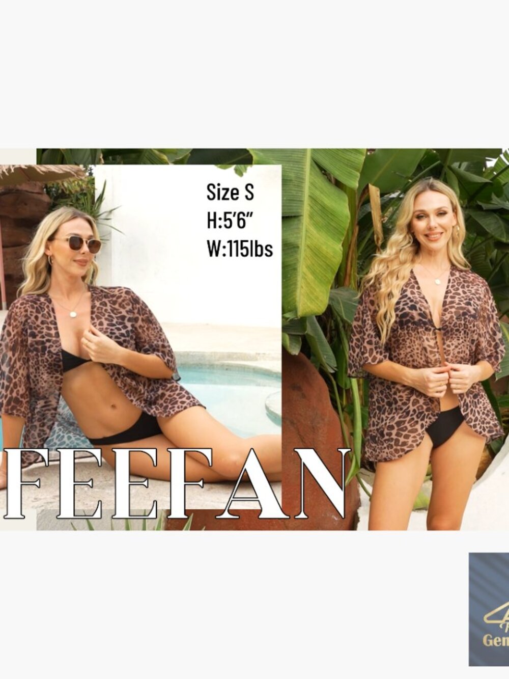 3/4 Sleeve Lightweight Coverup Polyester Loose Fit Beach Cardigan Medium - Picture 7 of 7